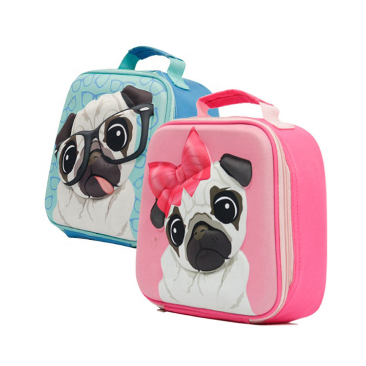 Pink and blue dog lunch bag